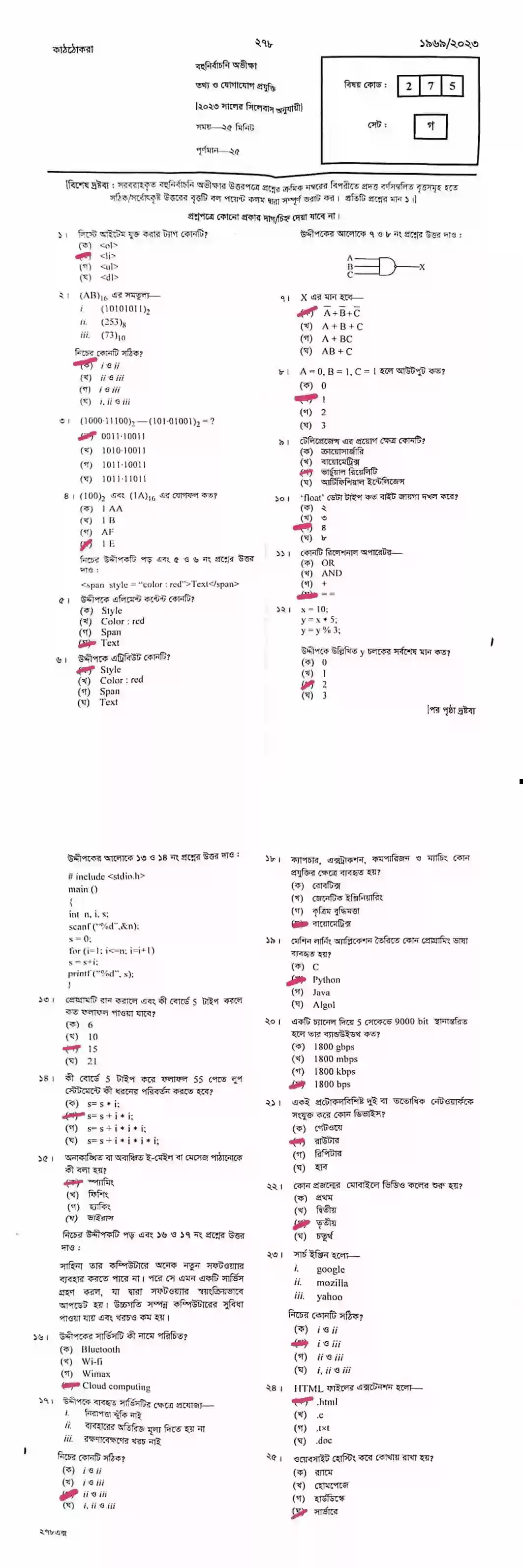 HSC ICT MCQ Question 2023